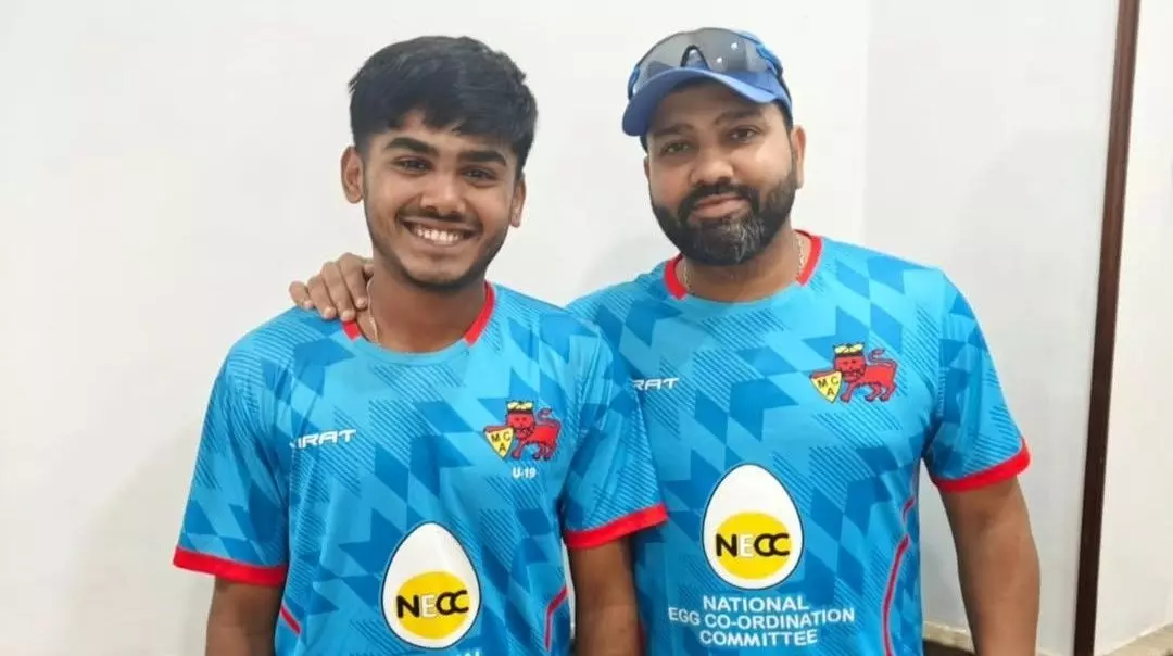Ayush Mhatre (left) with Rohit Sharma
