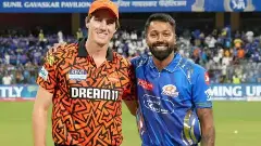 SRH captain Pat Cummins (left) and MI skipper Hardik Pandya