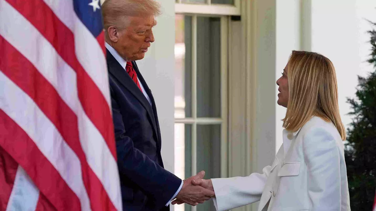 Trump says hes in no rush to end tariffs as he holds talks with Italys Meloni