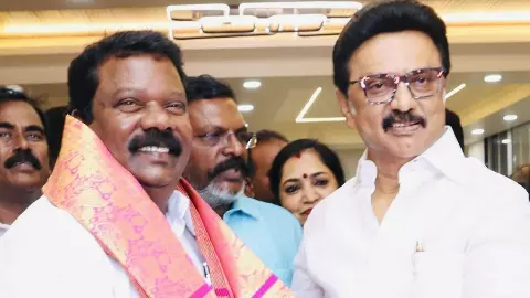 TNCC President K Selvaperunthagai with Tamil Nadu Chief Minister MK Stalin