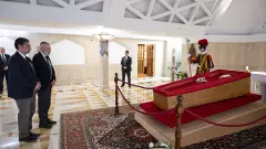 Ceremony to shift Pope Francis body to St Peters Basilica for public viewing begins