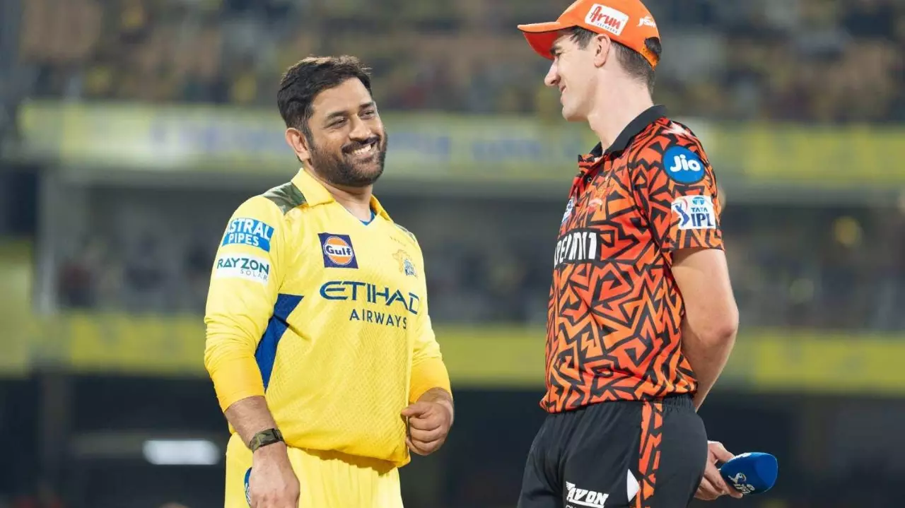 CSK captain MS Dhoni and SRH skipper Pat Cummins