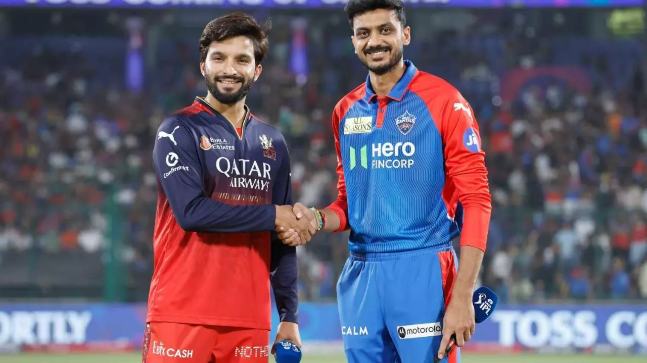 RCB captain Rajat Patidar (left) and DC skipper Axar Patel