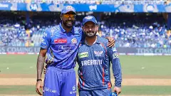 MI captain Hardik Pandya (left) and LSG skipper Rishabh Pant