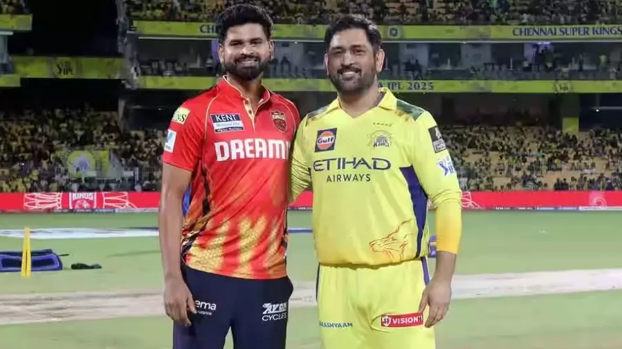 PBKS captain Shreyas Iyer (left) and CSK skipper MS Dhoni