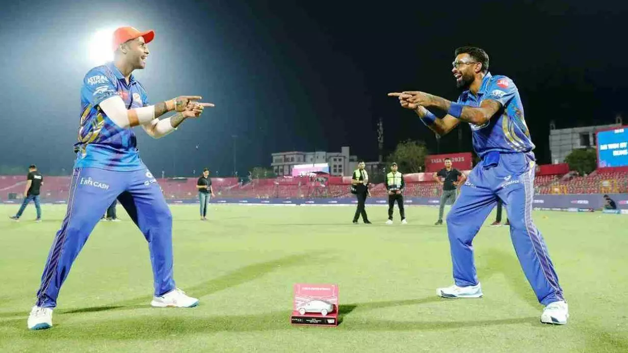 Mumbai Indians (MI) captain Hardik Pandya (right) and Suryakumar Yadav