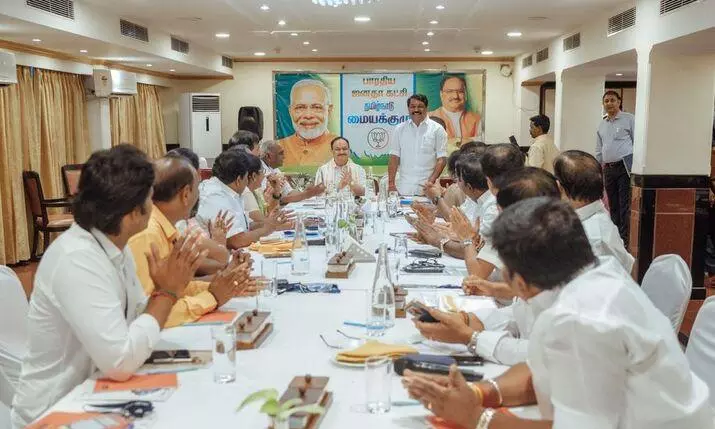 TN BJP meeting with JP Nadda TN BJP meeting with JP Nadda