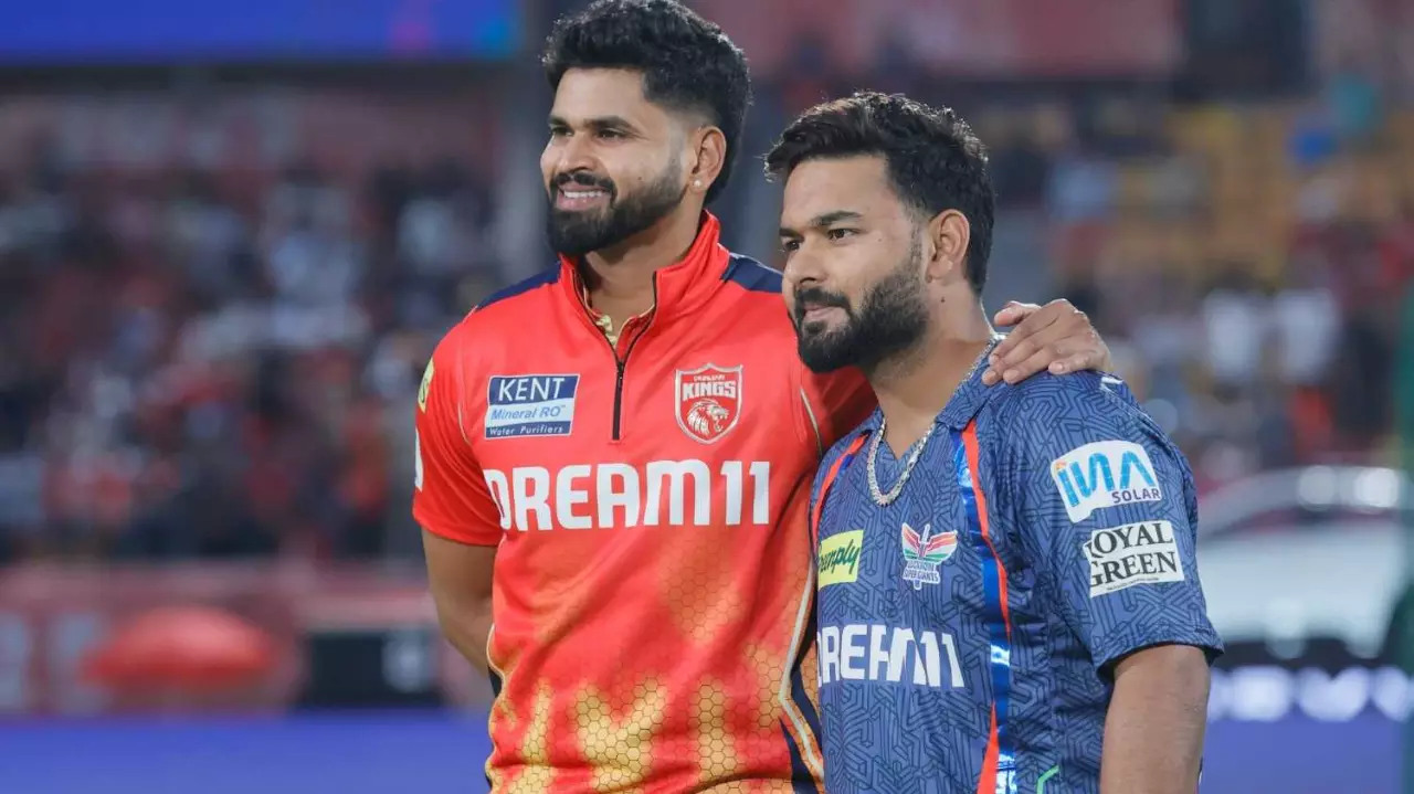 PBKS captain Shreyas Iyer (left) and LSG skipper Rishabh Pant