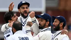 Virat Kohli with teammates during a Test match