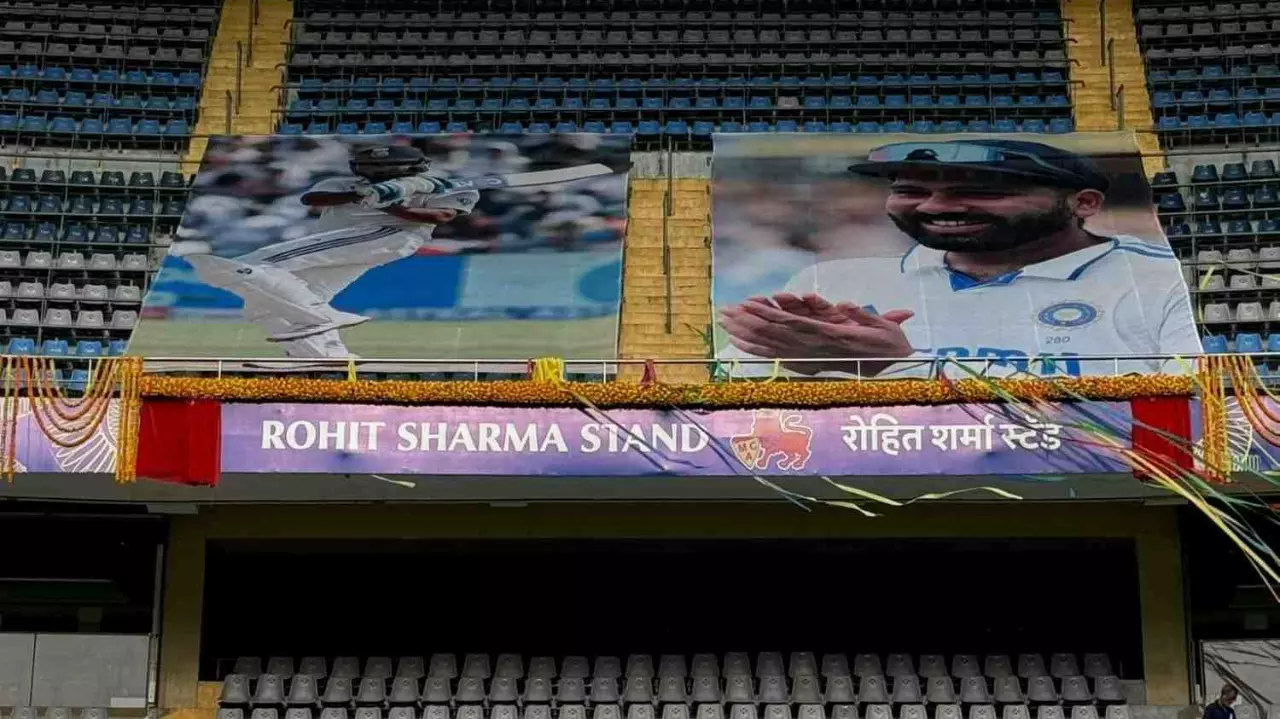 Rohit Sharma stand at the Wankhede Stadium in Mumbai Rohit Sharma stand at the Wankhede Stadium in Mumbai