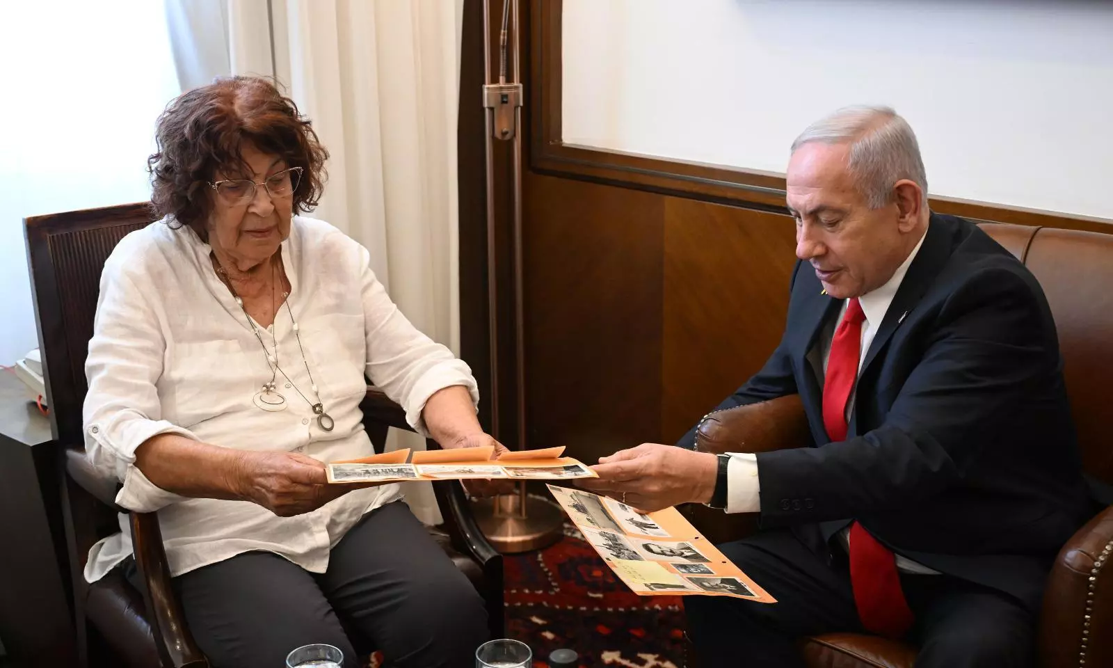 Israeli Prime Minister shared documents, photos and memorabilia retrieved from Syria to Nadia Cohen, widow of famous spy Eli Cohen. Photo: X/@netanyahu Israeli Prime Minister shared documents, photos and memorabilia retrieved from Syria to Nadia Cohen, widow of famous spy Eli Cohen. Photo: X/@netanyahu