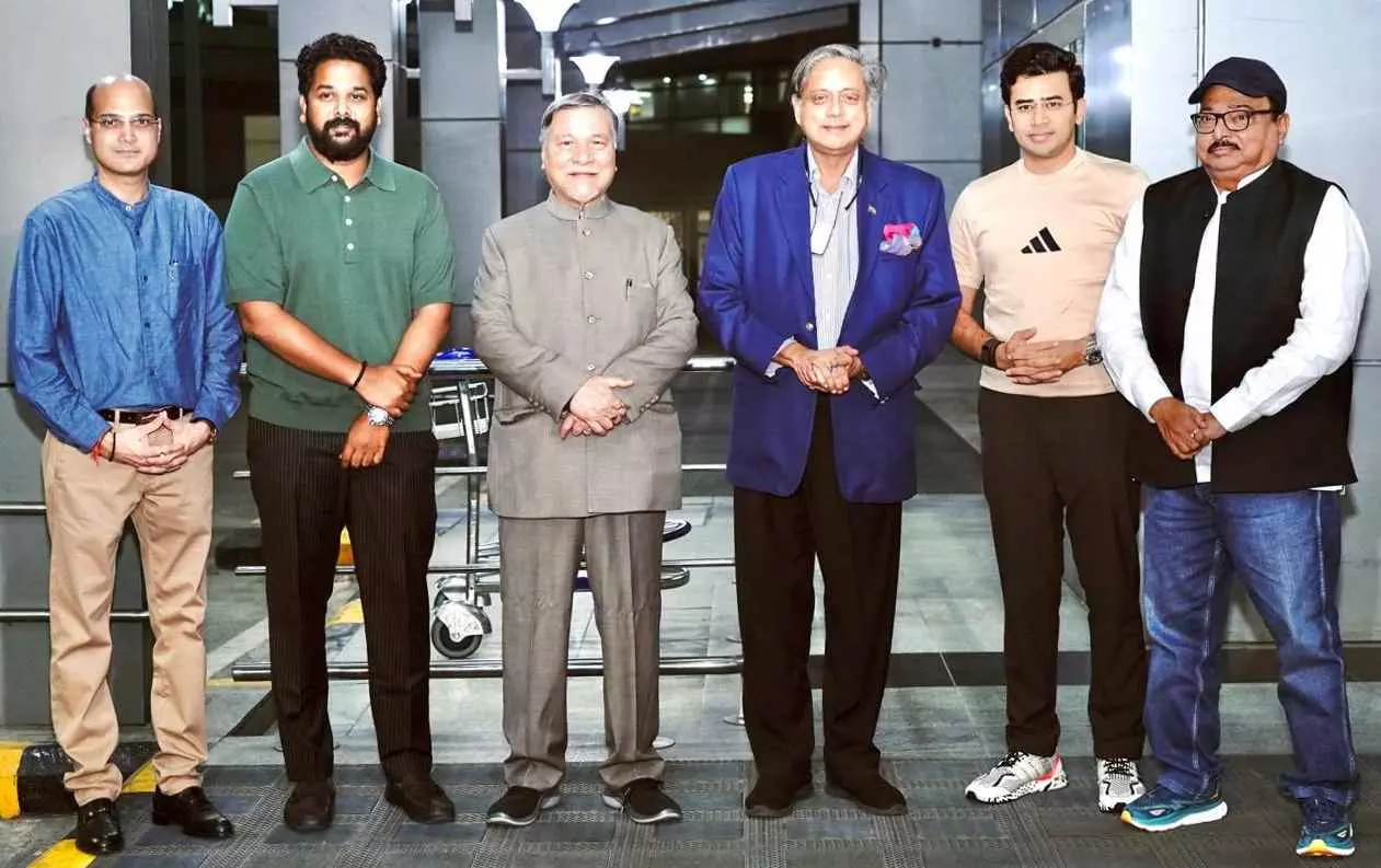 Will not be silenced by terrorism, says Tharoor as delegation leaves for 5-nation visit