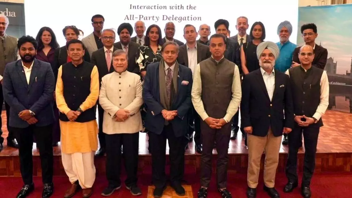 An all-party delegation led by Congress MP Shashi Tharoor in New York An all-party delegation led by Congress MP Shashi Tharoor in New York