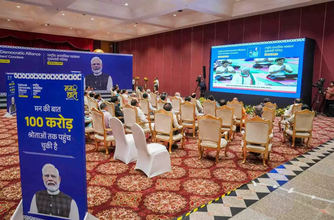 NDA leaders listen to Prime Minister Narendra Modis Mann ki Baat