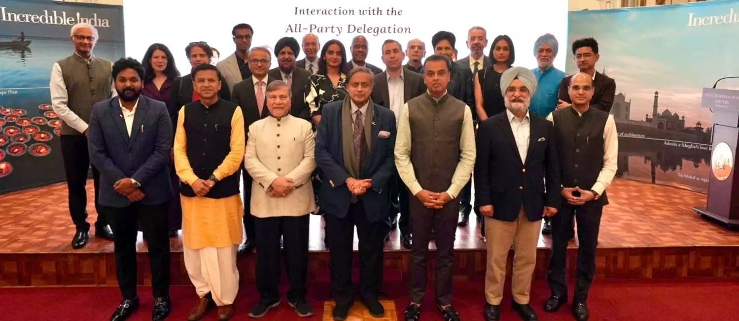 An all-party delegation led by Congress MP Shashi Tharoor in New York An all-party delegation led by Congress MP Shashi Tharoor in New York