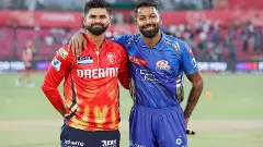 PBKS captain Shreyas Iyer (left) and MI skipper Hardik Pandya