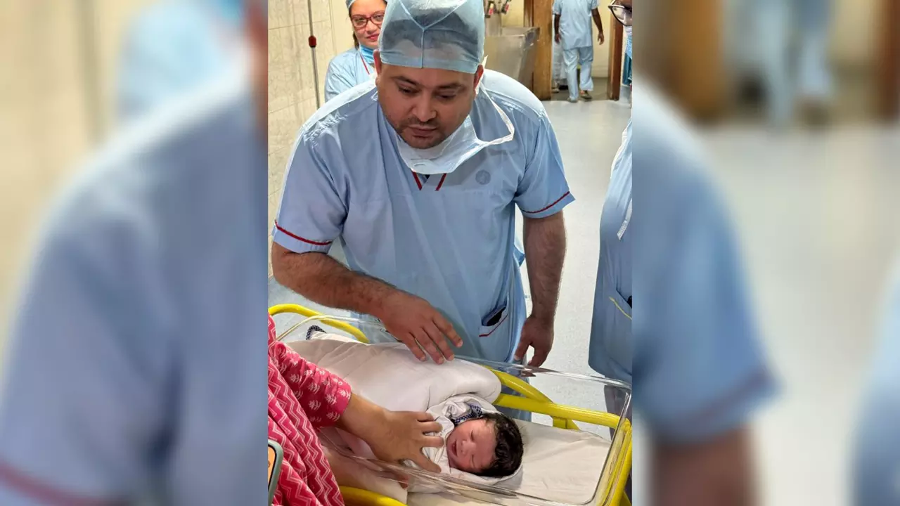 This is their second child, as Tejashwi and Rajshree Yadav welcomed their first child, a daughter, in March 2023. Photo: X/@yadavtejaswi This is their second child, as Tejashwi and Rajshree Yadav welcomed their first child, a daughter, in March 2023. Photo: X/@yadavtejaswi