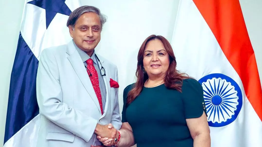 Congress MP Shashi Tharoor, leading an all-party parliamentary delegation, meets the President of the National Assembly of Panama, Dana Castañeda in Panama. Photo: PTI
