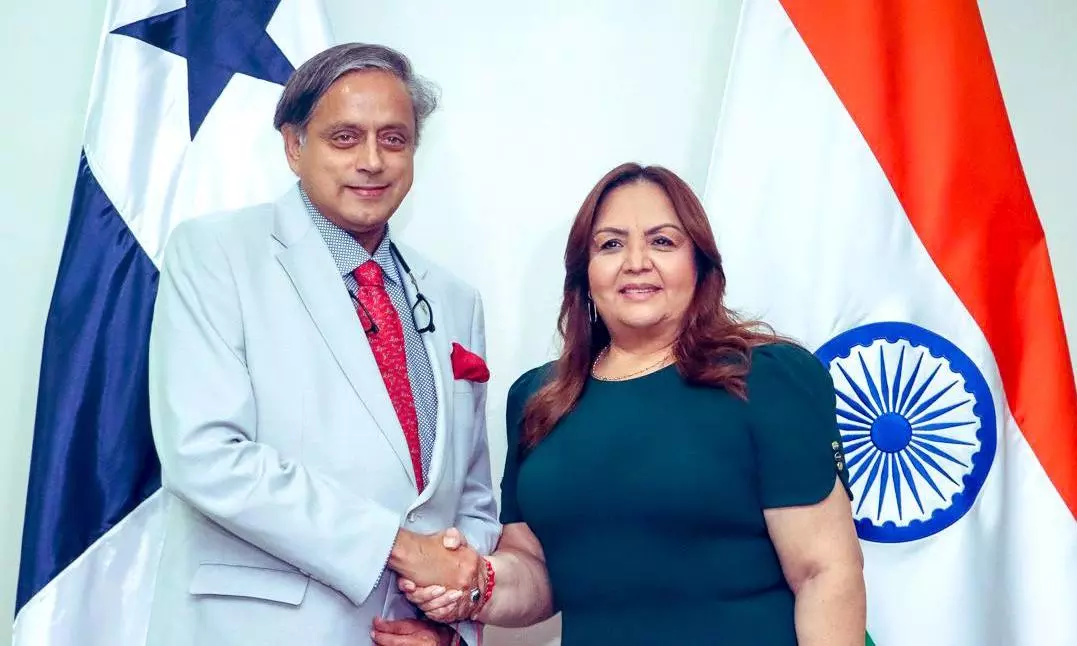 Congress MP Shashi Tharoor, leading an all-party parliamentary delegation, meets the President of the National Assembly of Panama, Dana Castañeda in Panama. Photo: PTI