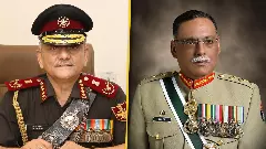 CDS General Anil Chauhan (Left) and  General Sahir Shamshad Mirza, Chairman of the Joint Chiefs of Staff Committee of Pakistan military