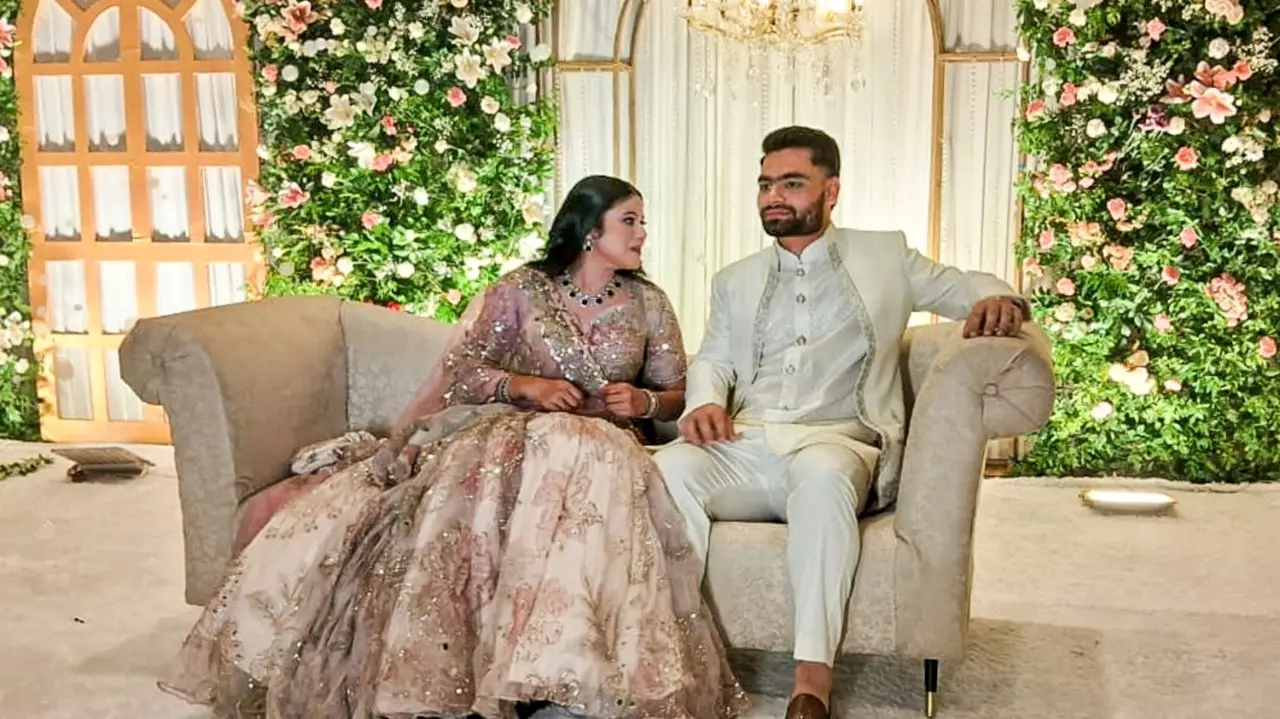 Samajwadi Party MP Priya Saroj and cricketer Rinku Singh during their engagement