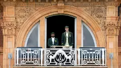 South Africa captain Temba Bavuma and Australia skipper Pat Cummins pose with the World Test Championship (WTC) mace