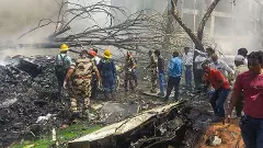 Rescue operation at plane crash site in Ahmedabad