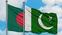 Bangladesh and Pakistan flag waving in the wind