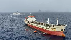 Commercial vessel with Indian-origin crew catches fire; Navy steps in to rescue