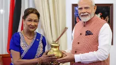 Narendra Modi and  Kamla Persad Bissessar