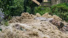 Monsoon flooding Bagmati river in Kathmandu