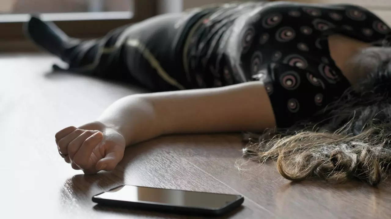 Woman lying on the floor