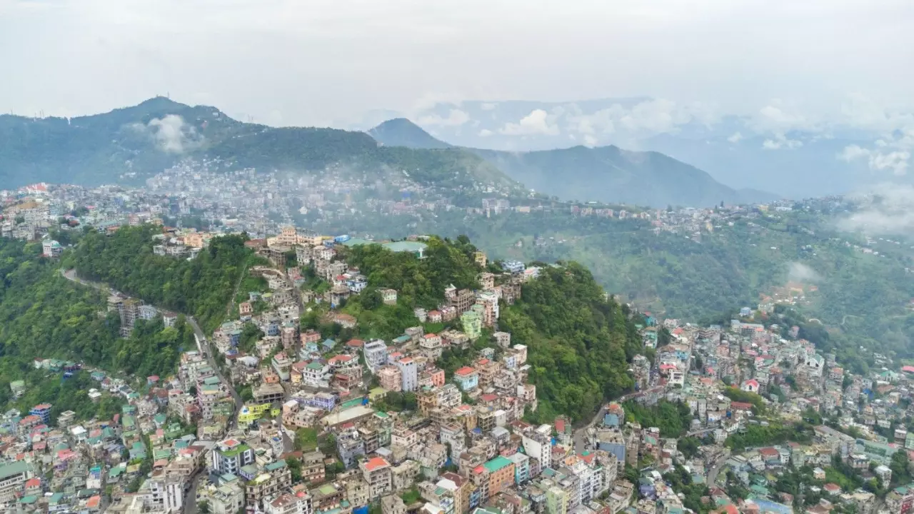 Aerial view of Aizawl city, capital of Mizoram