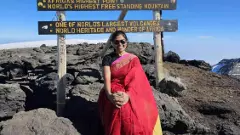 Dr Issa Fathima Jasmine flaunts traditional saree look after conquering Mount Kilimanjaro