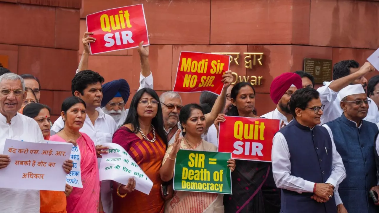 The Opposition parties have protested against the Election Commissions Special Intensive Revision of electoral rolls in Bihar, alleging it is aimed at undermining democracy.