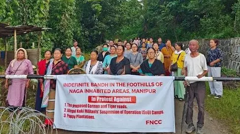 protest by Naga group