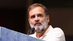 Rahul Gandhi addressing an OBC conference in Delhi