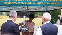 PM Modi enjoying chai with the UK PM Keir Starmer in London