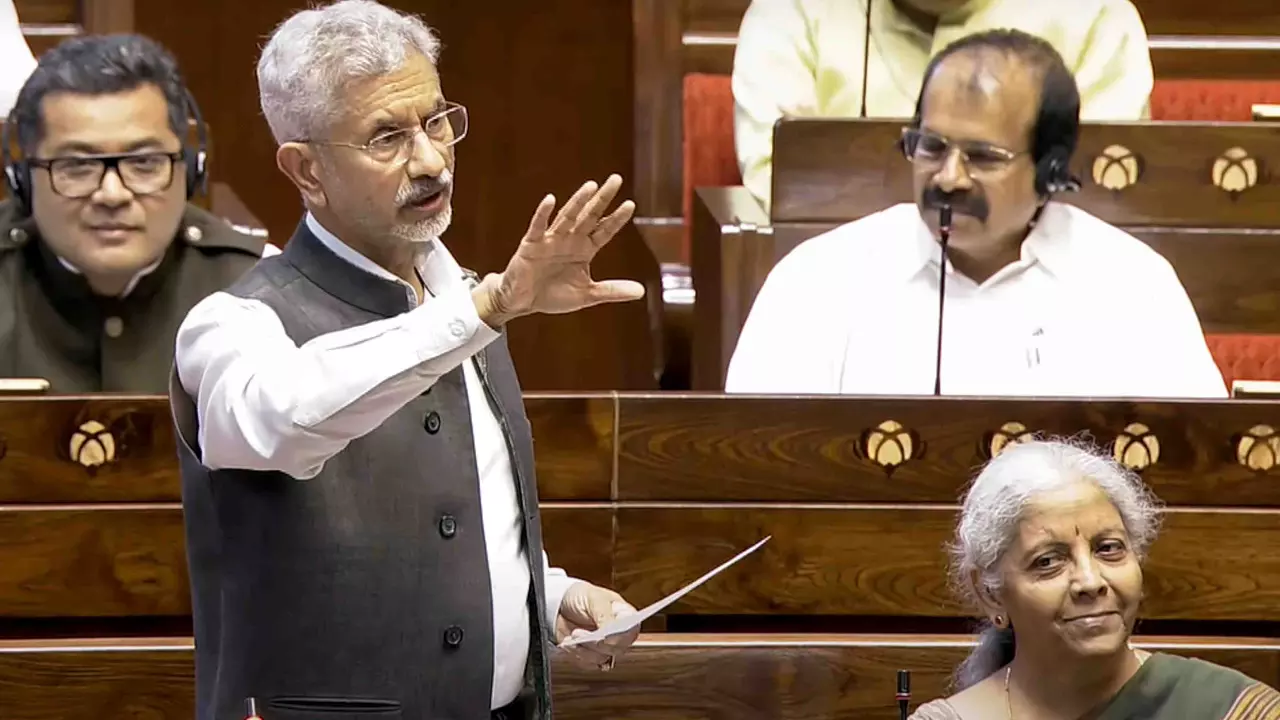 External Affairs Minister S Jaishankar addressing the Rajya Sabha