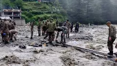 Indian Army conducting rescue operations at Dharali