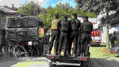 Security personnel during the ninth day of one of the longest anti-terror operations in the valley, in Kulgam