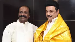 Vairamuthu (Left) with Tamil Nadu Chief Minister MK Stalin