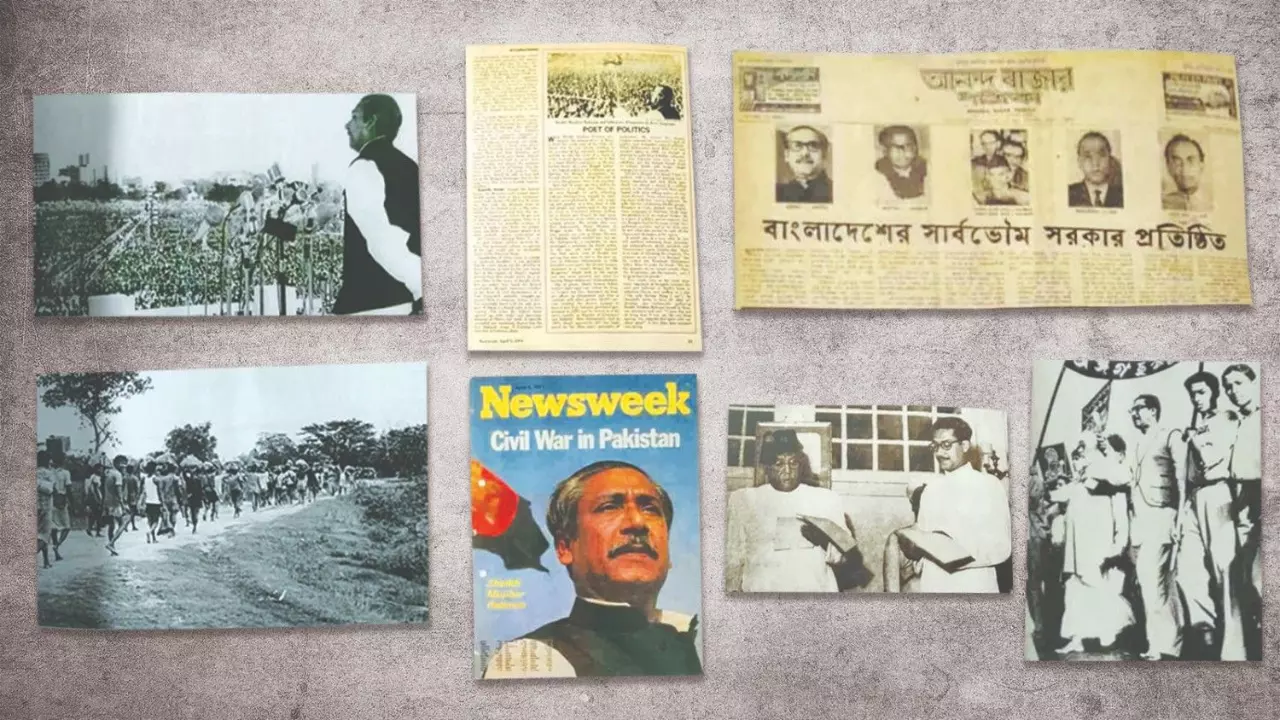 Photographs capturing moments from Bangladeshs liberation movement days and the rise of Sheikh Mujibur Rahman as the countrys tallest leader at the time. Courtesy: Liberation War Museum, Dhaka. The photographs have been published in the book Bangabandhu ebong Bangladesher Muktijuddho—Amar Byaktigoto Smriti written by Pankaj Saha