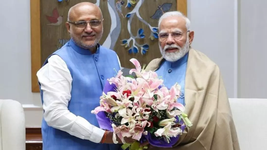 Maharashtra Governor C P Radhakrishnan with PM Narendra Modi
