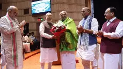 CP Radhakrishnan felicitated by Modi and NDA MPs