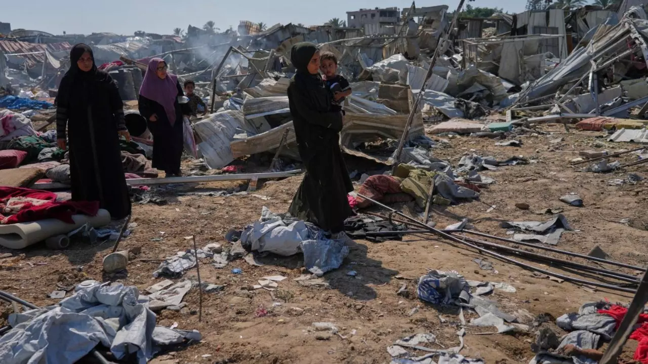 Israeli military strikes in a tent camp for displaced people Israeli military strikes in a tent camp for displaced people