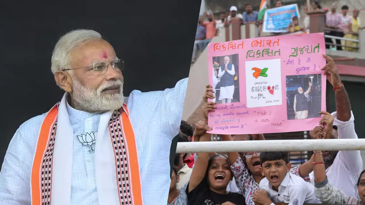 People line up in Ahmedabad to greet Prime Minister Narendra Modi during his visit to the city on Monday, August 25, 2025. People line up in Ahmedabad to greet Prime Minister Narendra Modi during his visit to the city on Monday, August 25, 2025.