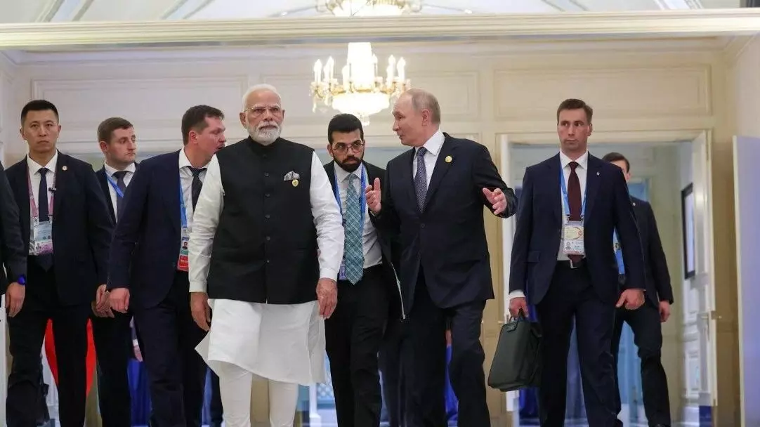 Prime Minister Narendra Modi with Russian President Vladimir Putin at the SCO summit