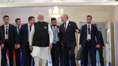 Prime Minister Narendra Modi with Russian President Vladimir Putin at the SCO summit