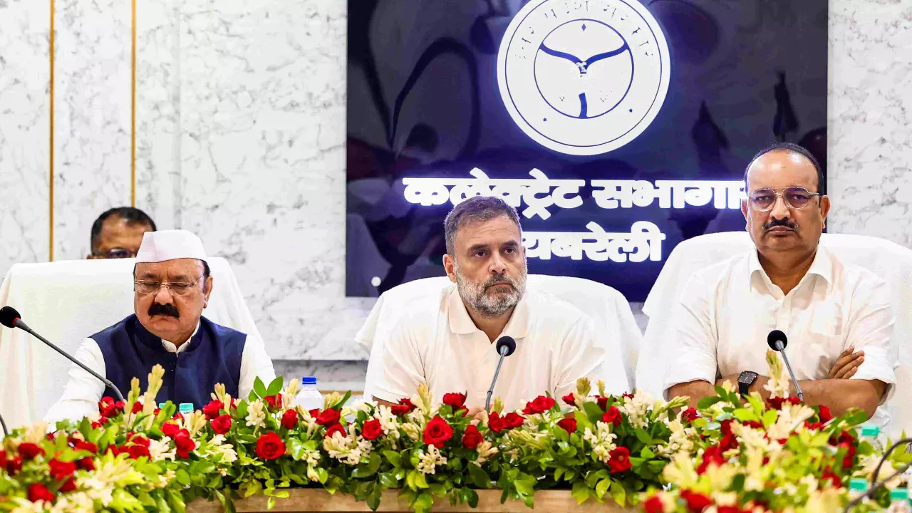 Leader of Opposition in the Lok Sabha and Congress leader Rahul Gandhi, party MP Kishori Lal Sharma and others